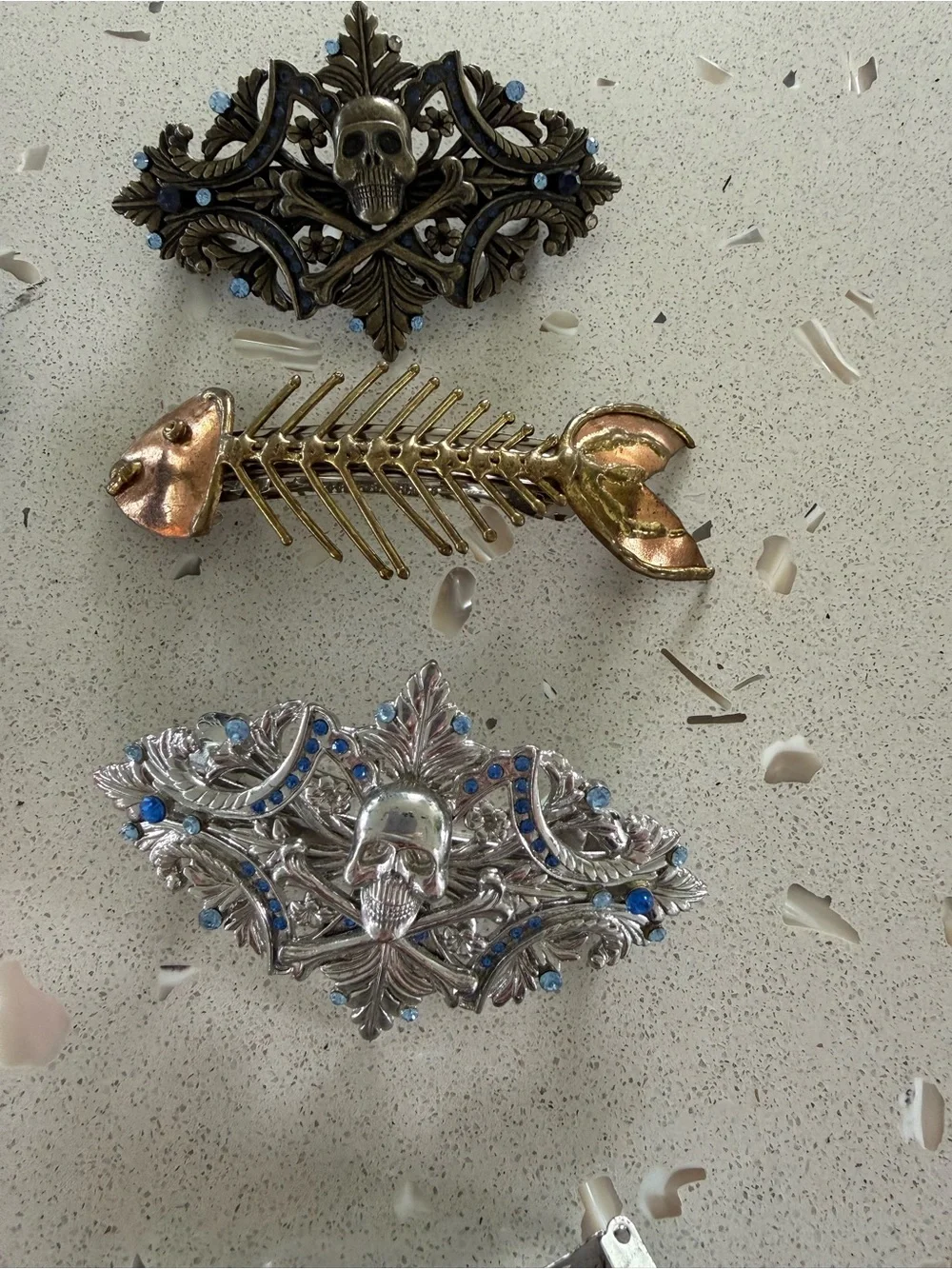 Colorful Ocean Fish, Dolphin, Seashell Starfish, Bonefish, Skull Hair Clips
